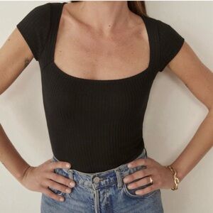 Reformation Bardot Black Short Sleeve